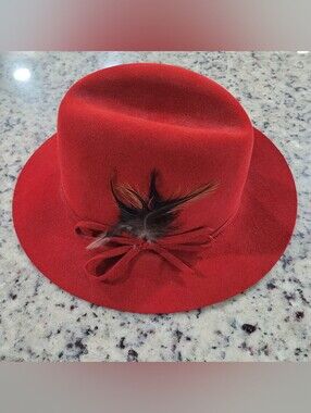 Red Vintage Felt Hat From Soviet Era